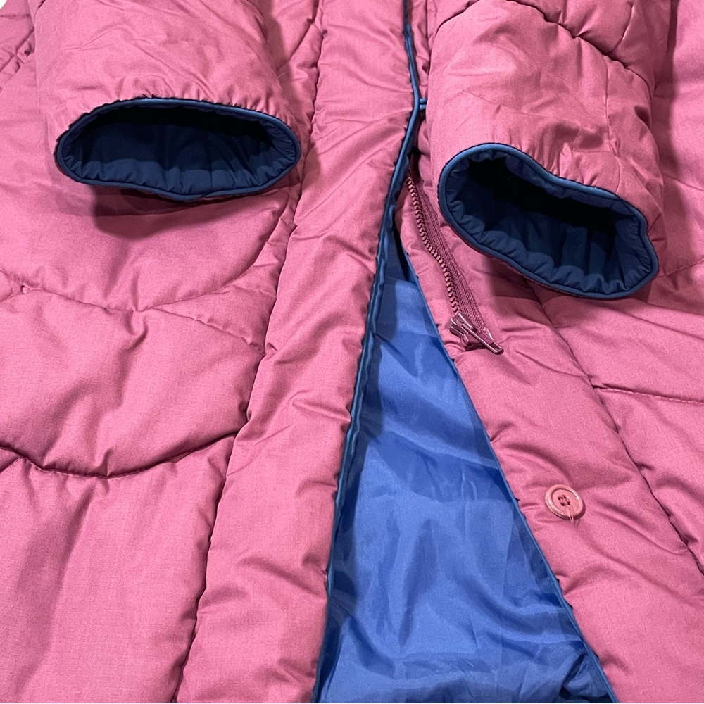RARE Vtg 70s 80s Quilted Puffer Coat Saxton Hall Mauve/Blue Full Length Medium - Picture 11 of 16